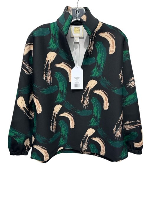 Emily McCarthy Size XS Black, Green, Brown Polyester Paint Stroke Collar Sweater Black, Green, Brown / XS