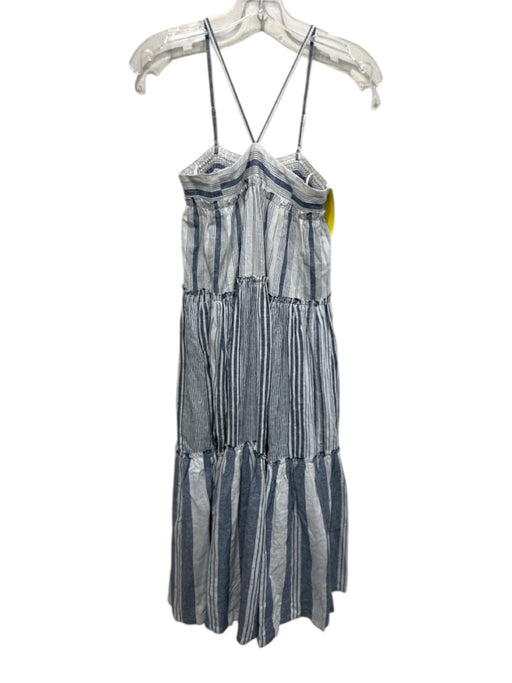J. Crew Size XS Blue & White Linen & Viscose Striped Sleeveless Tiered Dress Blue & White / XS