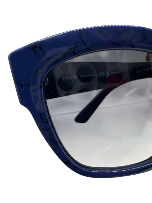 Prada Dark Blue & Black Acetate Cat Eye Square Gold Detail Sunglasses Dark Blue & Black