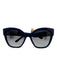 Prada Dark Blue & Black Acetate Cat Eye Square Gold Detail Sunglasses Dark Blue & Black