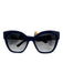 Prada Dark Blue & Black Acetate Cat Eye Square Gold Detail Sunglasses Dark Blue & Black