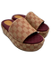 Gucci Shoe Size 39 Tan & Burgundy Textile open toe Gucci Supreme Mule Sandals Tan & Burgundy / 39