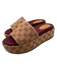 Gucci Shoe Size 39 Tan & Burgundy Textile open toe Gucci Supreme Mule Sandals Tan & Burgundy / 39
