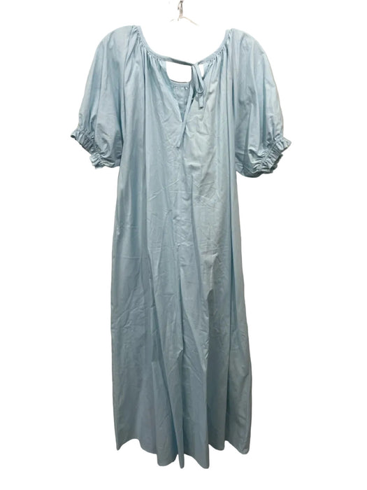 Fanm Mon Size S Light Blue & Multi Cotton Embroidered Flowers Dots Dress