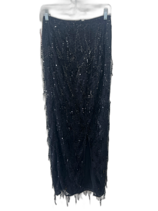 House of Harlow 1960 Size XXS/XS Black Nylon & Polyester Sequins Midi Skirt Set Black / XXS/XS