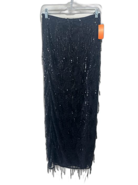 House of Harlow 1960 Size XXS/XS Black Nylon & Polyester Sequins Midi Skirt Set Black / XXS/XS