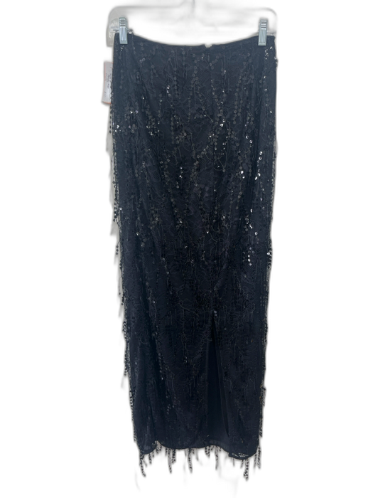 House of Harlow 1960 Size XXS/XS Black Nylon & Polyester Sequins Midi Skirt Set Black / XXS/XS
