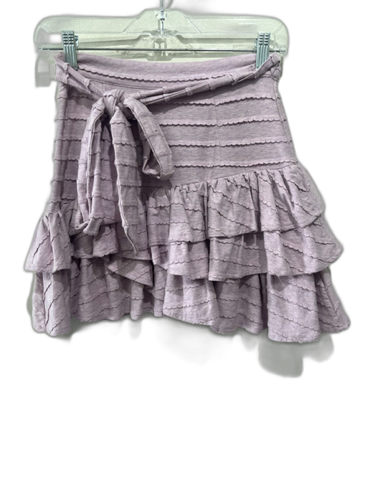 Tularosa Size XS Purple Cotton Blend Tiered Scalloped Tie Waist Heathered Skirt Purple / XS