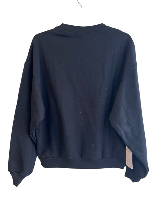 Alo Size S Black Cotton Blend Long Sleeve Round Neck Fleece Lined Sweater Black / S