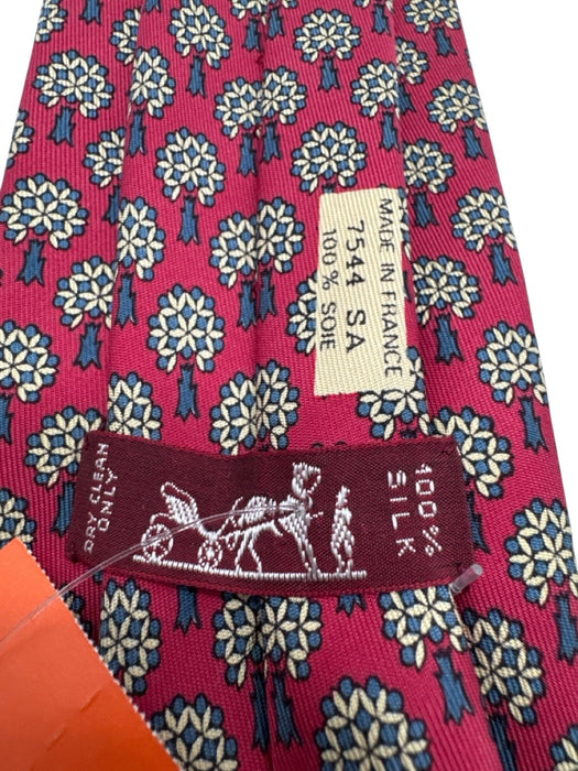 Hermes Red & Blue Silk Abstract Men's Ties Red & Blue