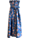 Sachin & Babi Size 2 Blue & Pink Polyester Strapless Boning Belt Side Slit Gown Blue & Pink / 2