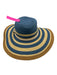 Vince Camuto Beige & Blue Straw Striped Goldtone Hardware Hat Beige & Blue / One Size