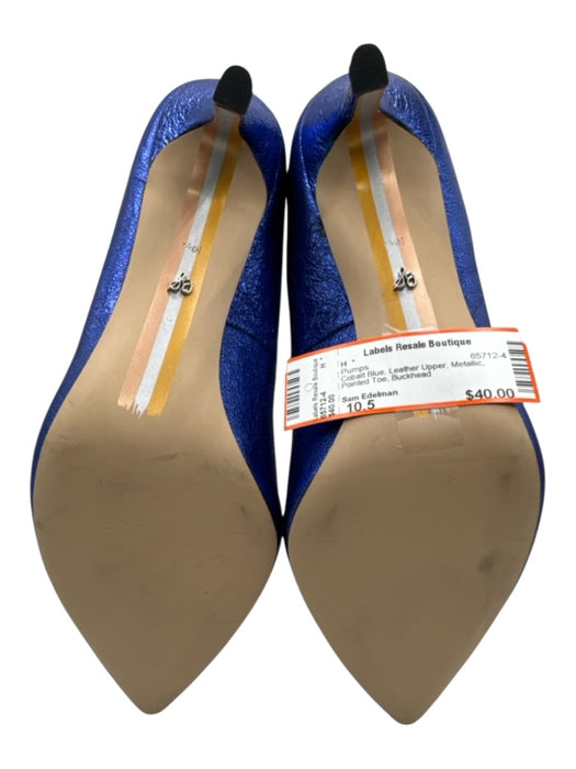 Sam Edelman Shoe Size 10.5 Cobalt Blue Leather Upper Metallic Pointed Toe Pumps Cobalt Blue / 10.5