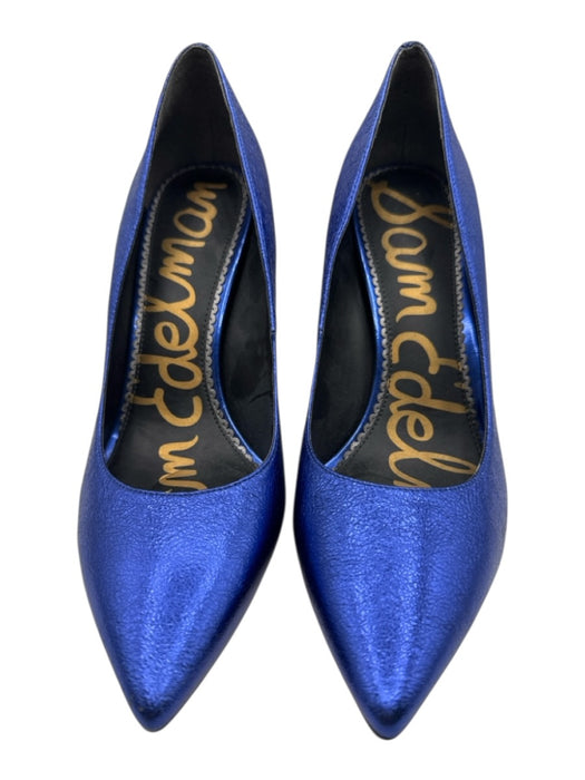 Sam Edelman Shoe Size 10.5 Cobalt Blue Leather Upper Metallic Pointed Toe Pumps Cobalt Blue / 10.5
