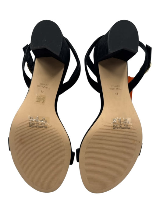 Stuart Weitzman Shoe Size 11 Black Leather Upper Suede Ankle Strap Sandals Black / 11