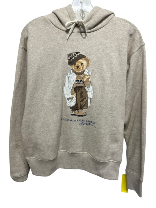 Polo Ralph Lauren Size S Beige & Brown Cotton Bear Hoodie Sweatshirt Beige & Brown / S