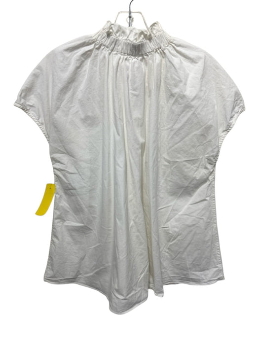 Pomander Place Size Small White Cotton Blend Cap Sleeve Button Front Top White / Small