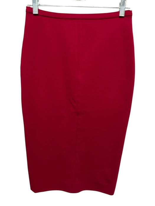 Diane Von Furstenberg Size 6 Red Viscose Blend High Rise Back Zip Slit Skirt Red / 6