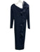 Rickie Freeman for Teri Jon Size S/M Navy Blue Nylon & Elastane Ruffle Trim Gown Navy Blue / S/M
