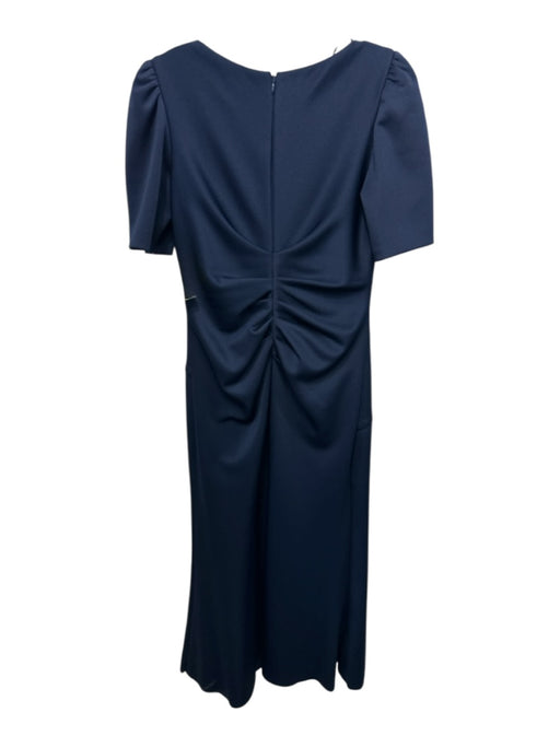 Xscape Size 12 Navy Blue Polyester Back Zip Ruched Asymmetric Gown Navy Blue / 12