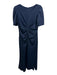 Xscape Size 12 Navy Blue Polyester Back Zip Ruched Asymmetric Gown Navy Blue / 12