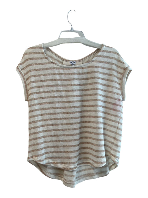 Splendid Size S Gold & White Rayon Blend Round Neck Short Sleeve Striped Top Gold & White / S