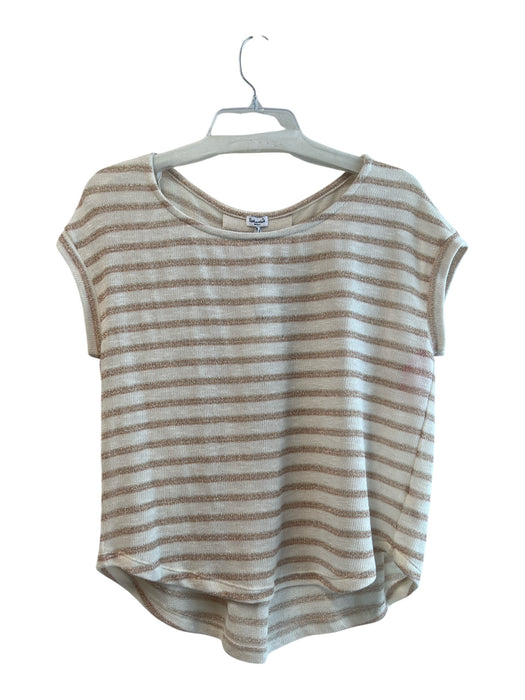 Splendid Size S Gold & White Rayon Blend Round Neck Short Sleeve Striped Top Gold & White / S