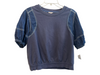 Pilcro Size S Blue 100% Cotton Mixed Media Stich Detail Crew Neck Top Blue / S