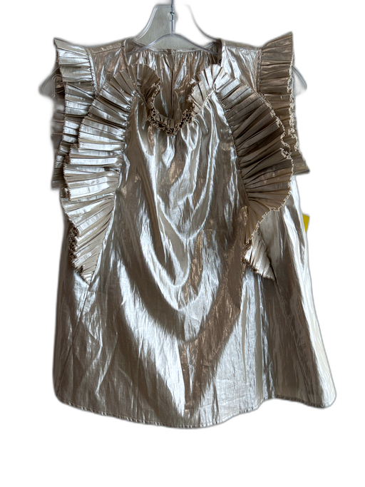 Sea New York Size 2 Champagne No Fabric Tag Sleeveless V Neck Ruffle Detail Top Champagne / 2