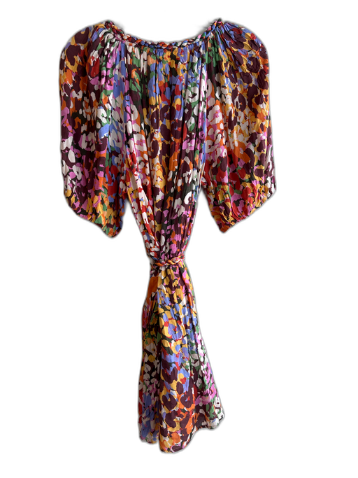 Velvet Size L Pink Green & Multi Viscose Animal Print Short Sleeve V Neck Dress Pink Green & Multi / L