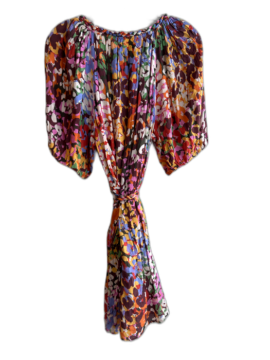 Velvet Size L Pink Green & Multi Viscose Animal Print Short Sleeve V Neck Dress Pink Green & Multi / L