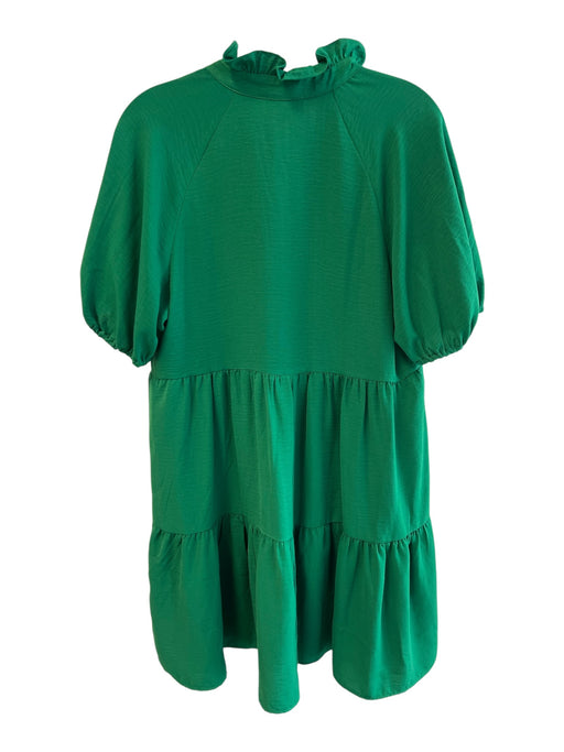 CeCe Size S Green No Fabric Tag Short Sleeve V Neck Ruffle Detail Tiered Dress Green / S