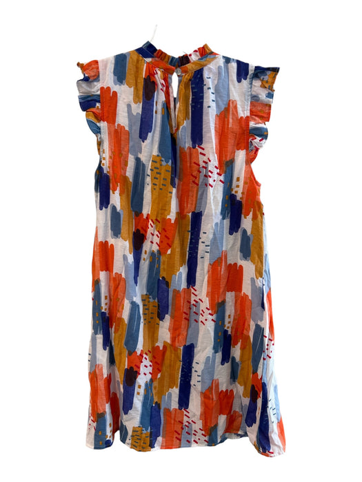 THML Size XS Multi Cotton Blend Cap Ruffle Sleeve Abstract Print Dress Multi / XS