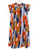 THML Size XS Multi Cotton Blend Cap Ruffle Sleeve Abstract Print Dress Multi / XS