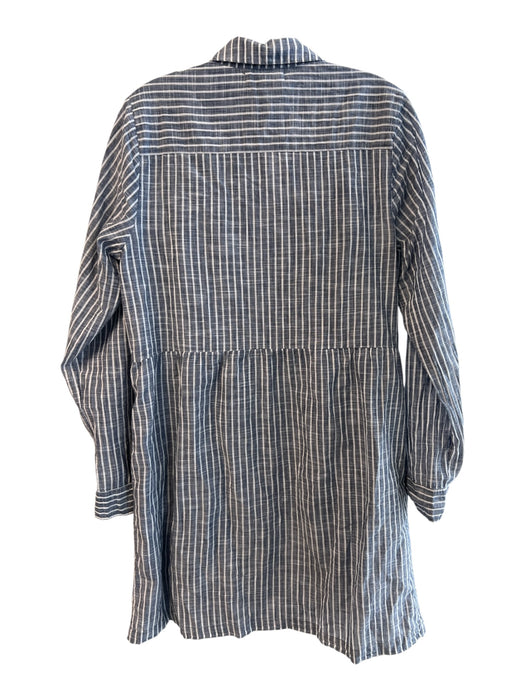 Michael Stars Size S Blue & White Cotton Long Sleeve Striped 3/4 Button Dress Blue & White / S