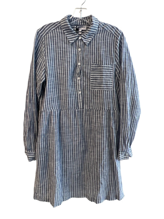 Michael Stars Size S Blue & White Cotton Long Sleeve Striped 3/4 Button Dress Blue & White / S
