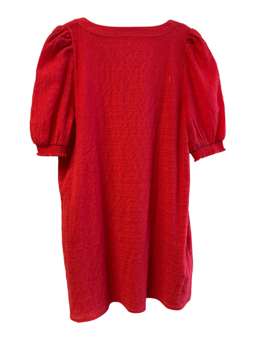 BB Dakota Size M Red Rayon Blend V Neck Short Sleeve Knee Length Dress Red / M