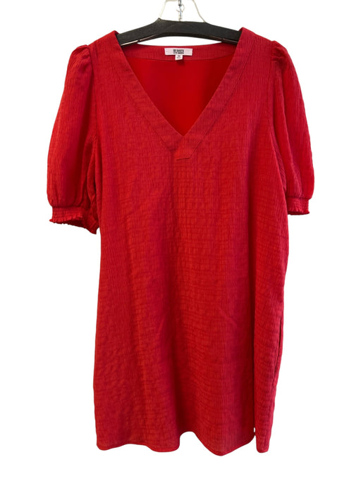 BB Dakota Size M Red Rayon Blend V Neck Short Sleeve Knee Length Dress Red / M