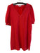 BB Dakota Size M Red Rayon Blend V Neck Short Sleeve Knee Length Dress Red / M