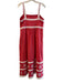 Tyler Boe Size 8 Red Cotton Sleeveless Square Neck Maxi Embroidered Detail Dress Red / 8
