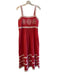 Tyler Boe Size 8 Red Cotton Sleeveless Square Neck Maxi Embroidered Detail Dress Red / 8