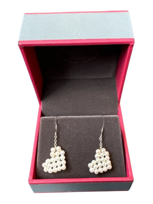 Pearl Girls Silver & Pearl Sterling Silver Pearls Hearts Dangle Earrings Silver & Pearl