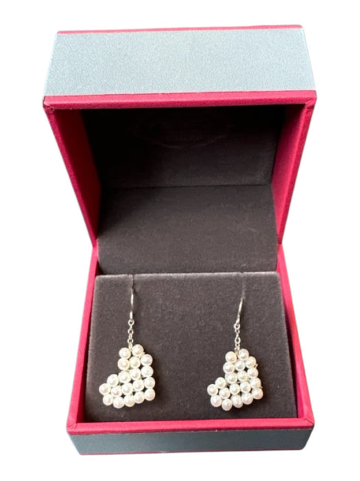 Pearl Girls Silver & Pearl Sterling Silver Pearls Hearts Dangle Earrings Silver & Pearl