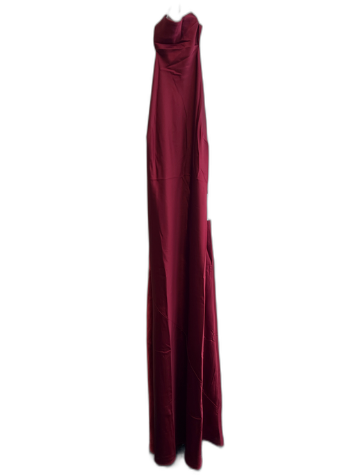 Show Me Your Mumu Size M Red Polyester Satin Solid Halter Open Back Gown Red / M