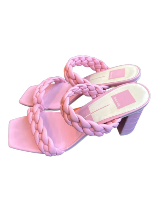 Dolce Vita Shoe Size 9.5 Pink Leather Block Heel Braided Square Toe Sandals Pink / 9.5