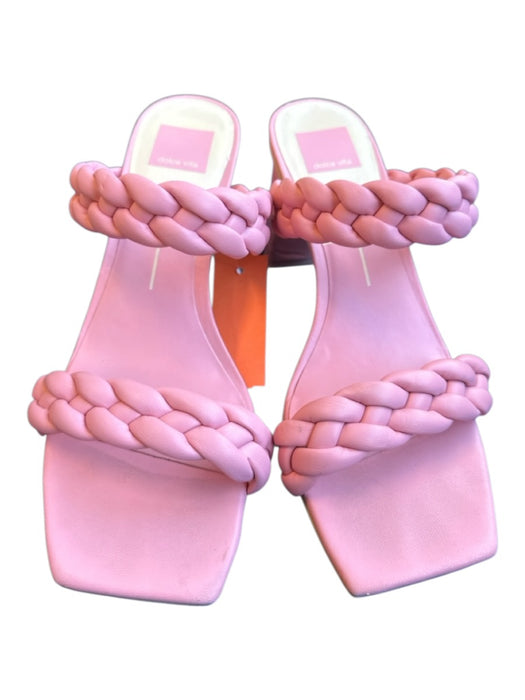 Dolce Vita Shoe Size 9.5 Pink Leather Block Heel Braided Square Toe Sandals Pink / 9.5