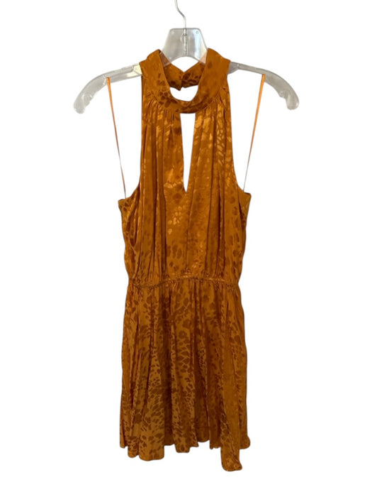 By Anthropologie Size L Marigold Polyester Sleeveless Animal Print Dress Marigold / L