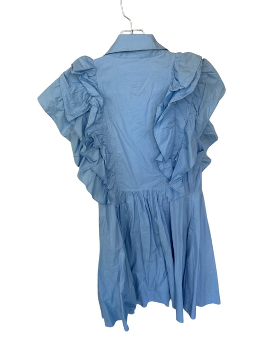 Maeve Size 10 Baby Blue Cotton Flutter Sleeves Button Down Ruffles Dress Baby Blue / 10