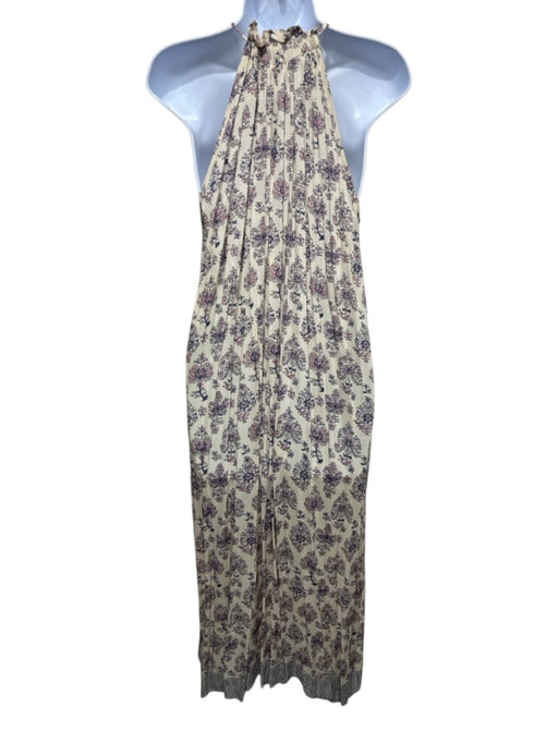 Natalie Martin Size Small Cream, Purple, Pink Rayon Sleeveless Floral Maxi Dress Cream, Purple, Pink / Small