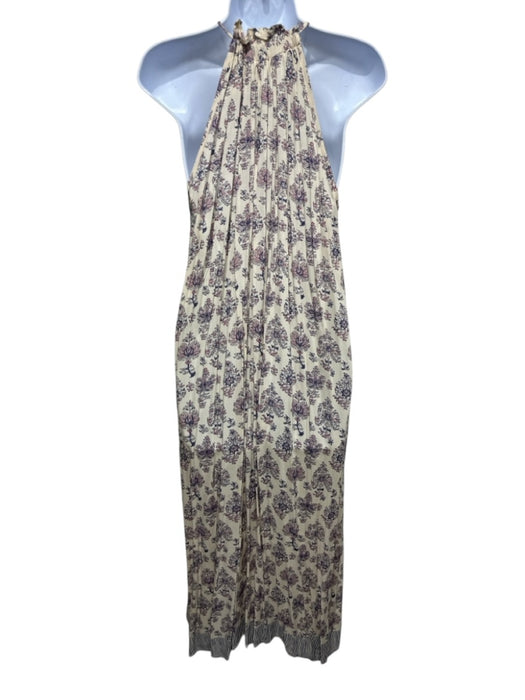 Natalie Martin Size Small Cream, Purple, Pink Rayon Sleeveless Floral Maxi Dress Cream, Purple, Pink / Small